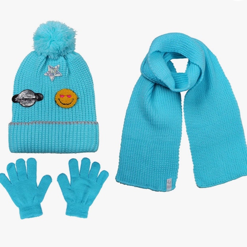 NWT Kid’s Hat Scarf and Gloves Set in Turquoise